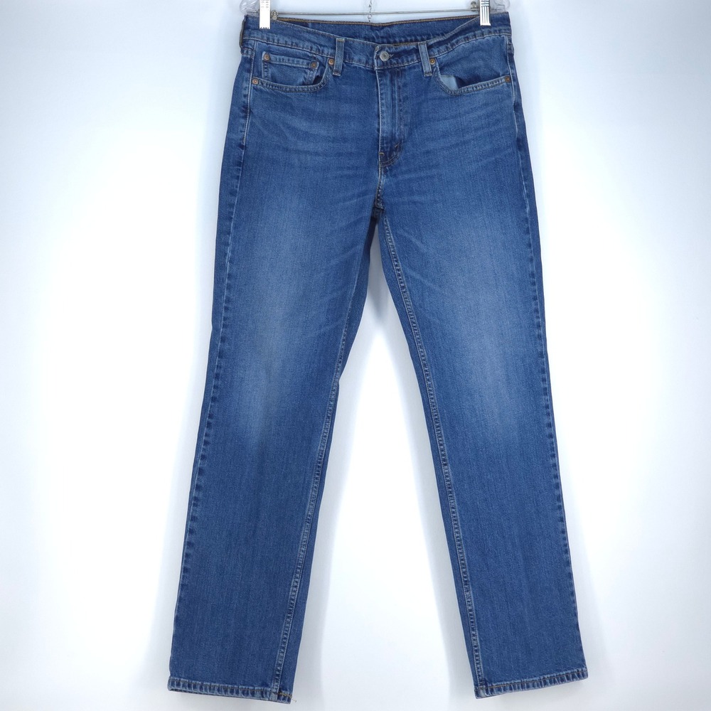 Levi's 514 Denim Jeans Mens 33x31 Straight Leg Whiskers Stretch Faded (33x32)
